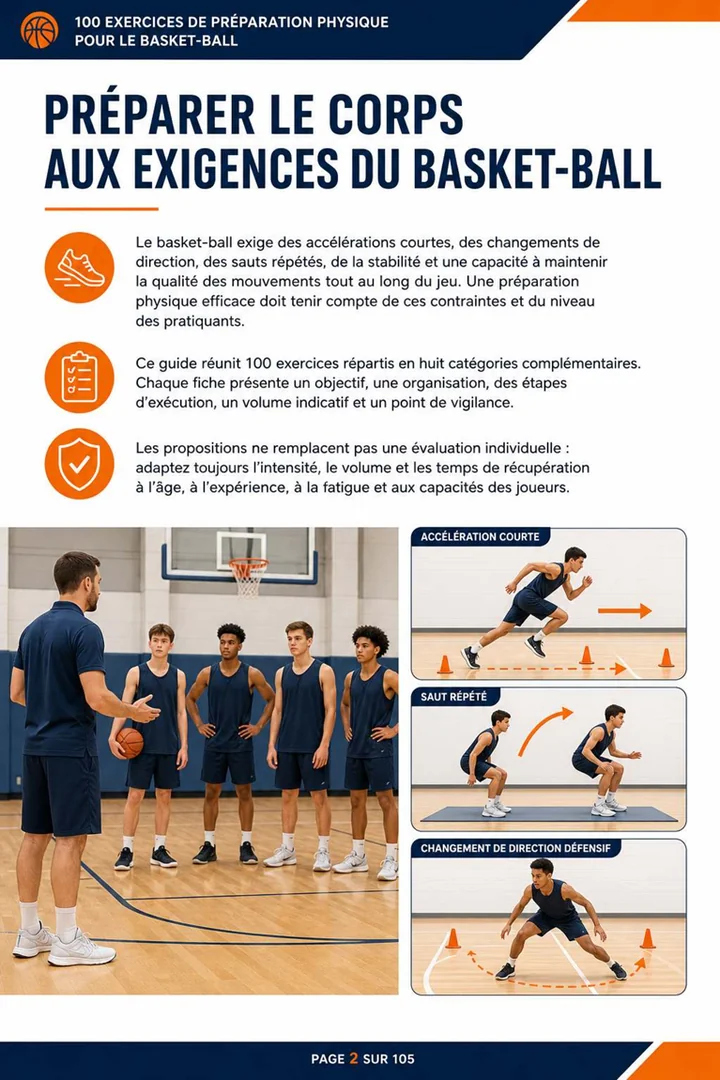 Page du guide de 100 exercices de préparation physique pour le basket-ball 2
